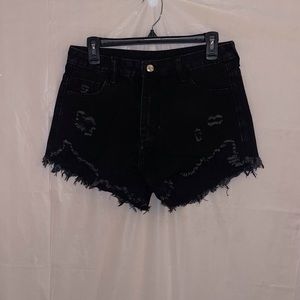 ripped black jean shorts